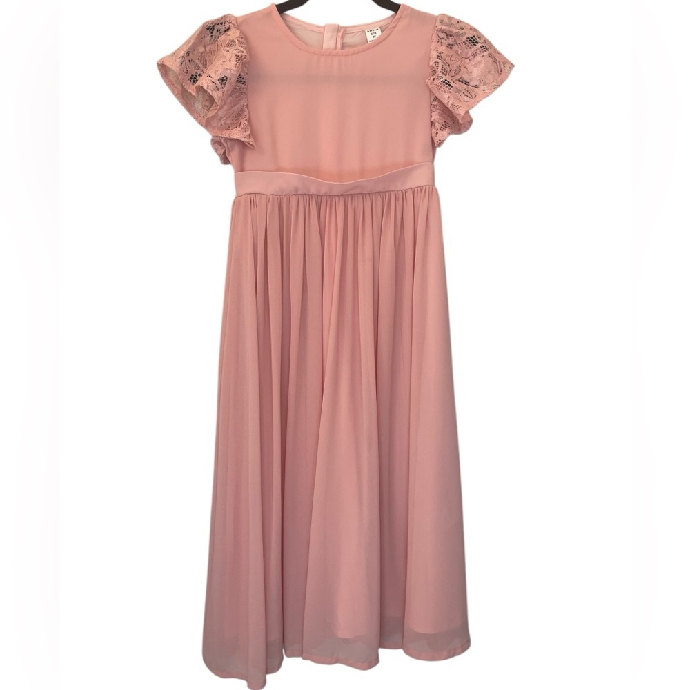Elegant Girl Pink Lace Sleeve Dress Sweet Princess Style Size 8Y